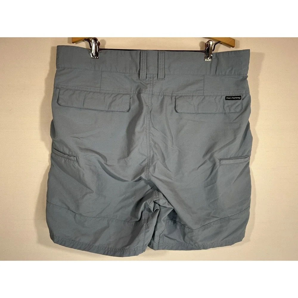 Huk Fishing Shorts Mens 2XL Blue Performance Flat Front Outdoor Angler